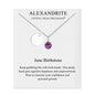 June (Alexandrite) Birthstone Necklace with Initial Charm (A to Z) Created with Zircondia® Crystals