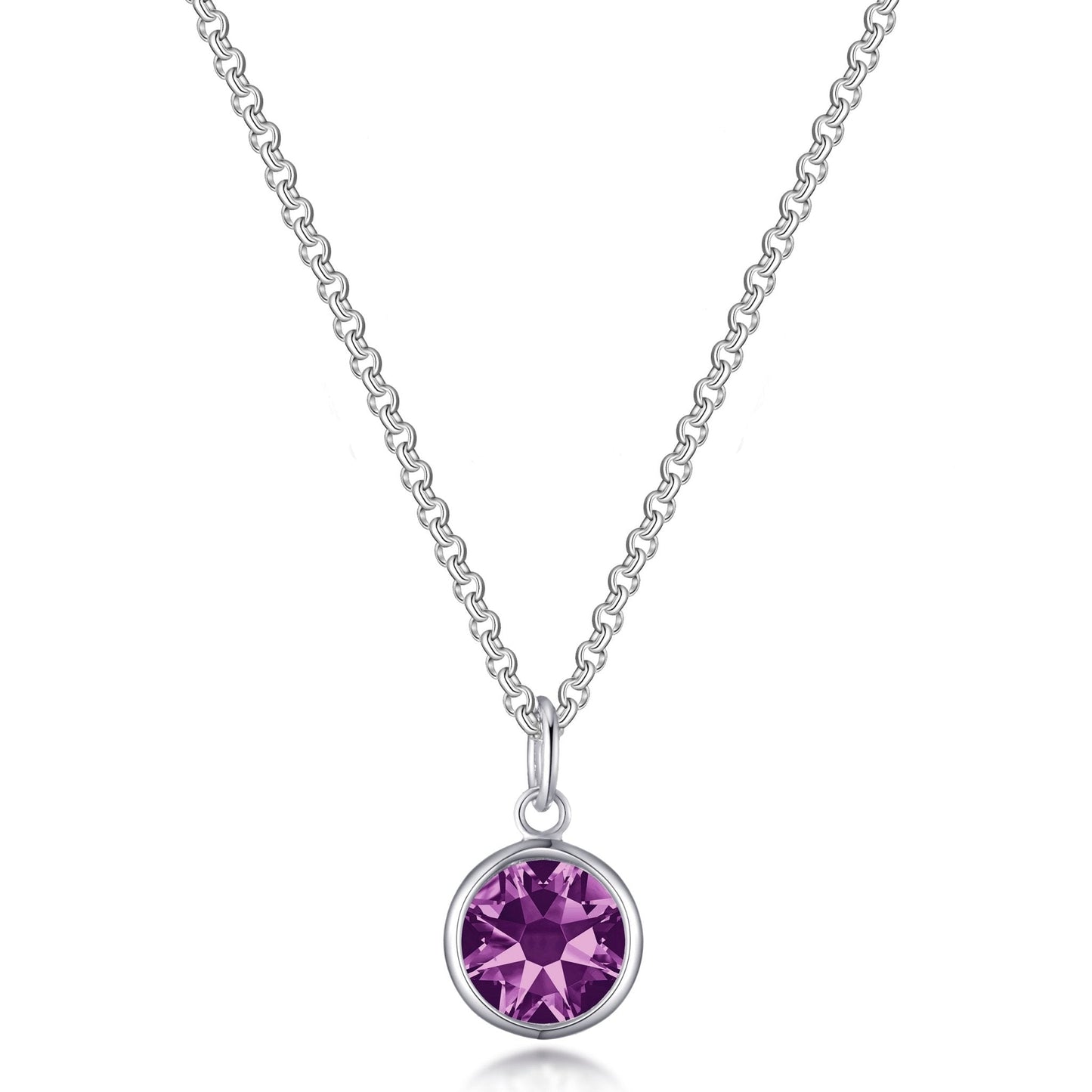 June (Alexandrite) Birthstone Necklace with Initial Charm (A to Z) Created with Zircondia® Crystals