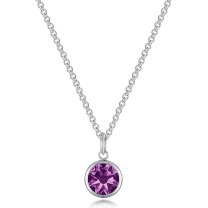 June (Alexandrite) Birthstone Necklace with Initial Charm (A to Z) Created with Zircondia® Crystals