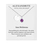 June (Alexandrite) Birthstone Necklace with Initial Charm (A to Z) Created with Zircondia® Crystals