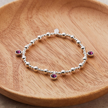 June (Alexandrite) Birthstone Stretch Charm Bracelet with Quote Gift Box