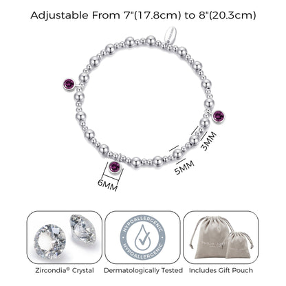 June (Alexandrite) Birthstone Stretch Charm Bracelet with Quote Gift Box