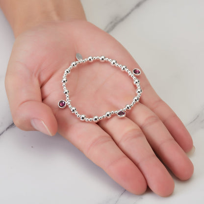 June (Alexandrite) Birthstone Stretch Charm Bracelet with Quote Gift Box