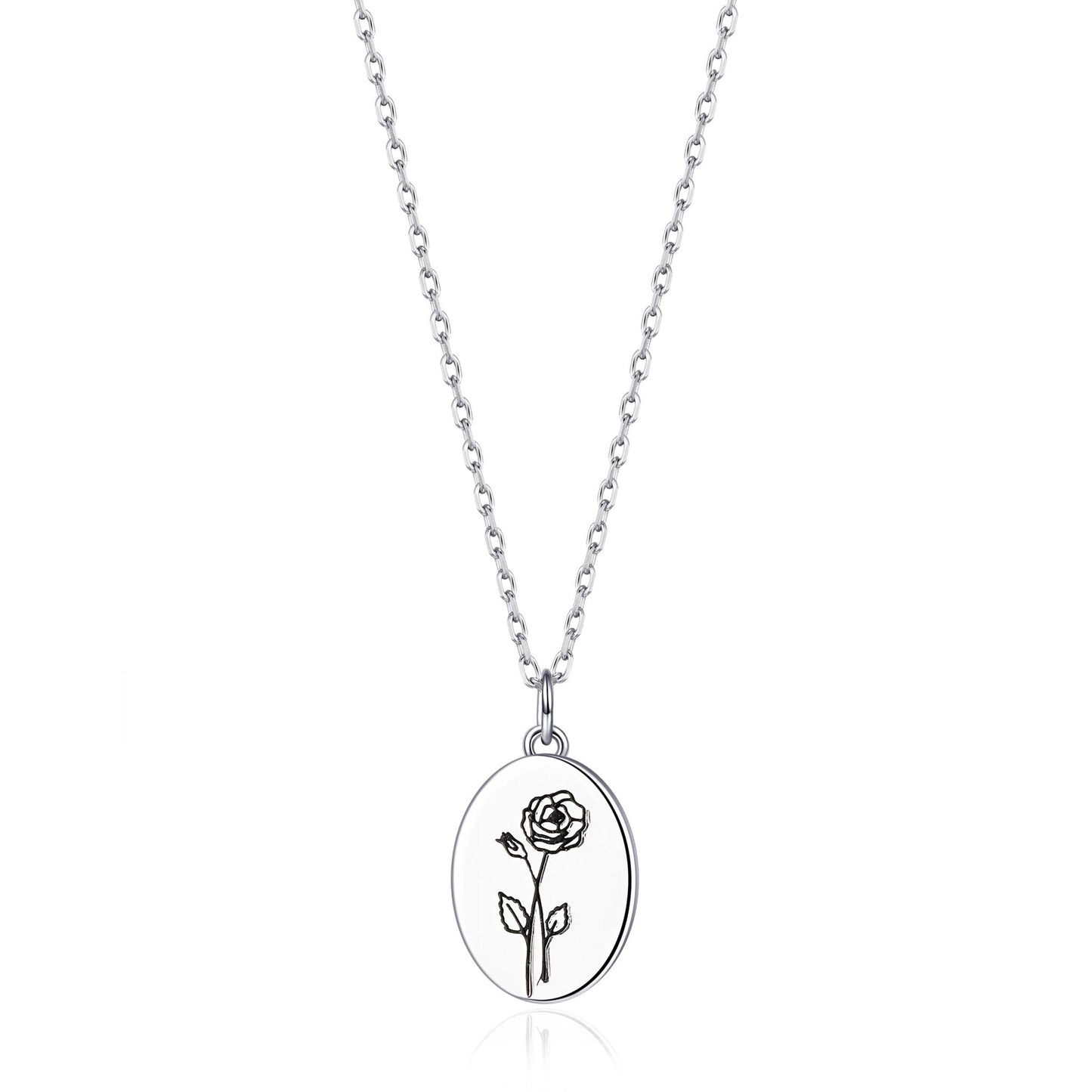 June Birth Flower Rose Necklace with Card