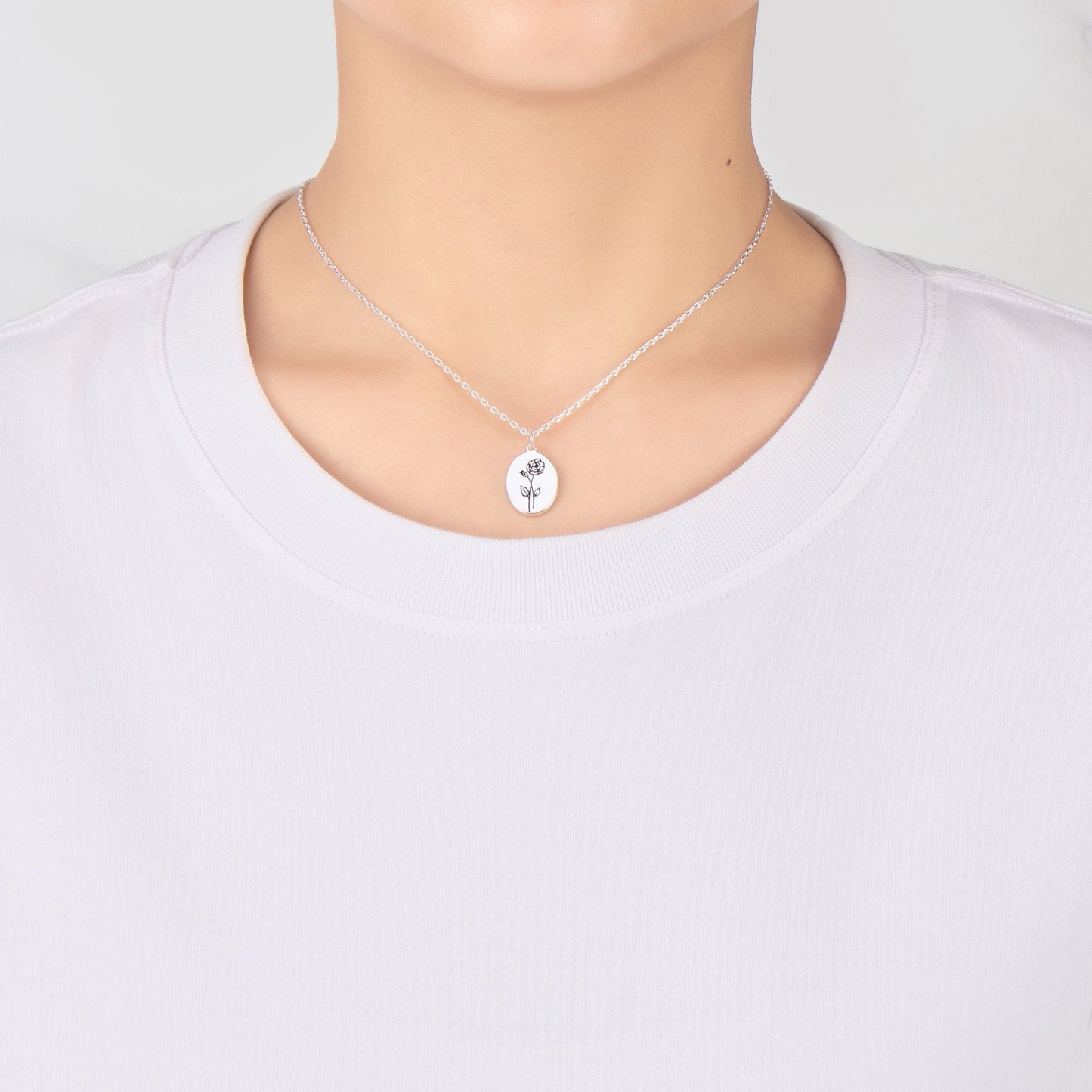 June Birth Flower Rose Necklace with Card