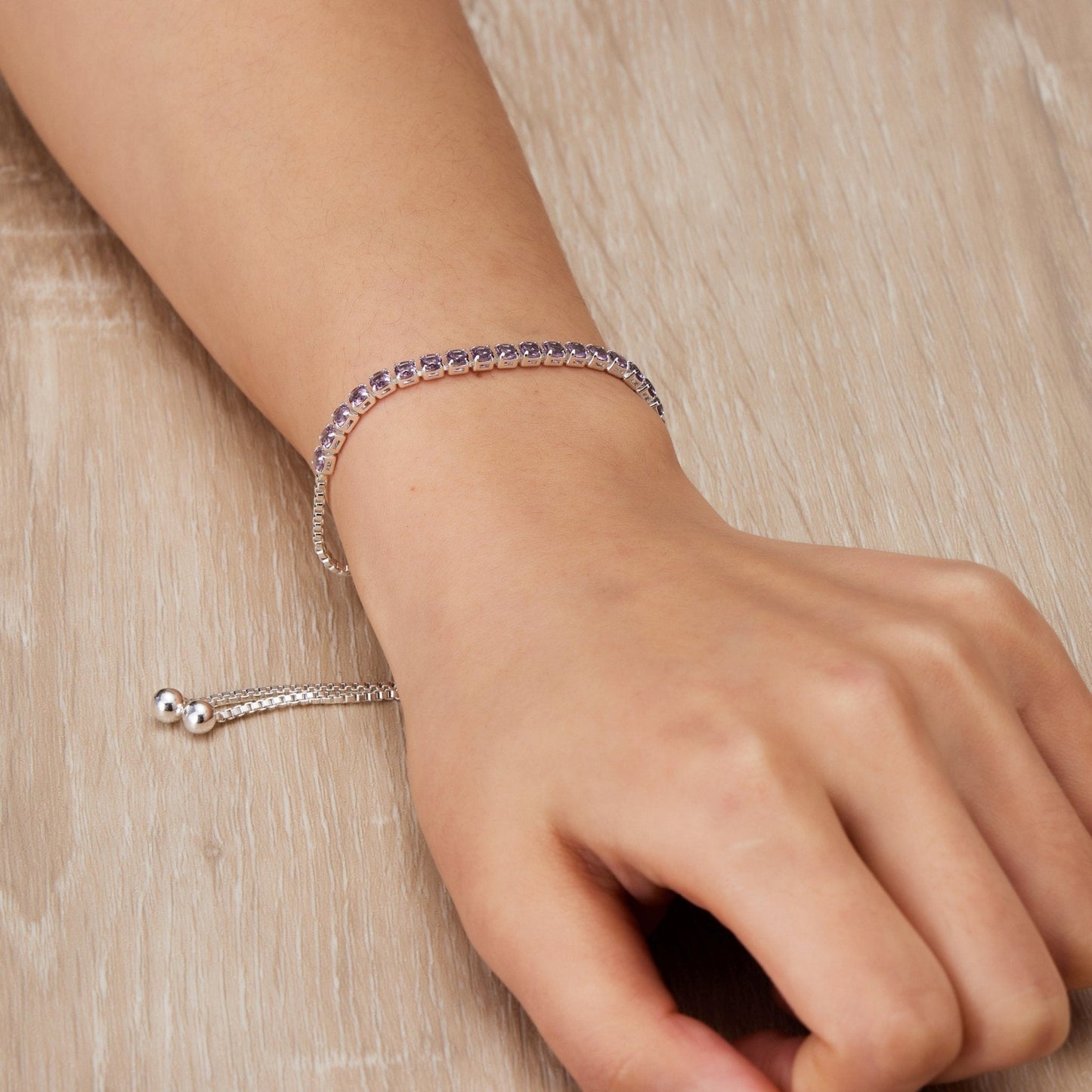 Bracelet d'amitié coulissant Pierre de naissance de juin avec cristaux Alexandrite Zircondia®