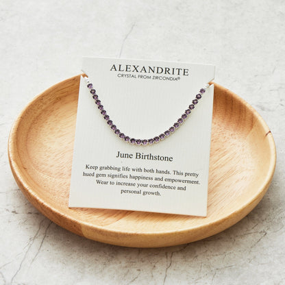 Bracelet d'amitié coulissant Pierre de naissance de juin avec cristaux Alexandrite Zircondia®