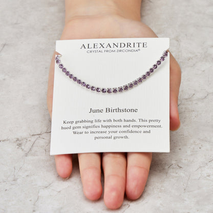 Bracelet d'amitié coulissant Pierre de naissance de juin avec cristaux Alexandrite Zircondia®