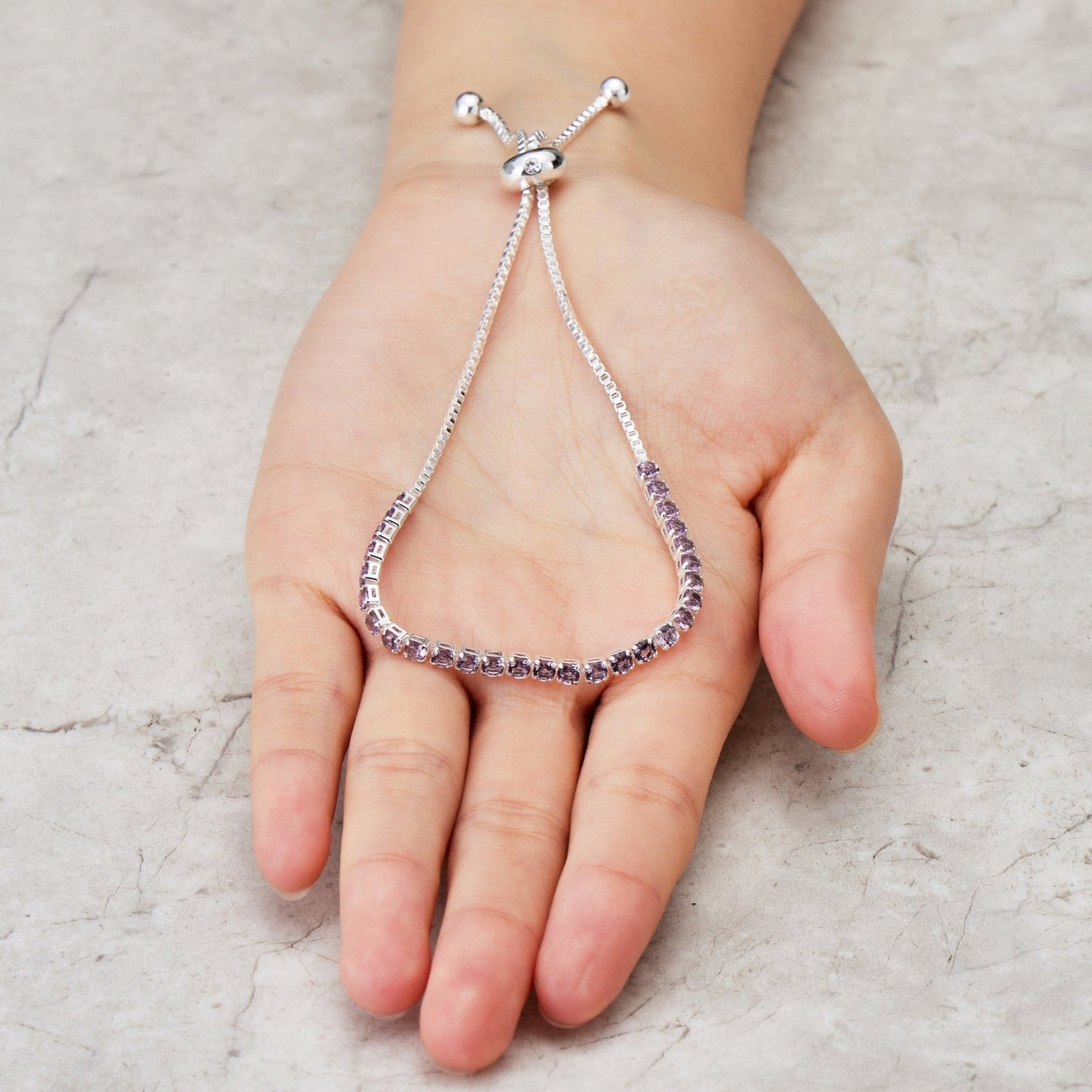 Bracelet d'amitié coulissant Pierre de naissance de juin avec cristaux Alexandrite Zircondia®