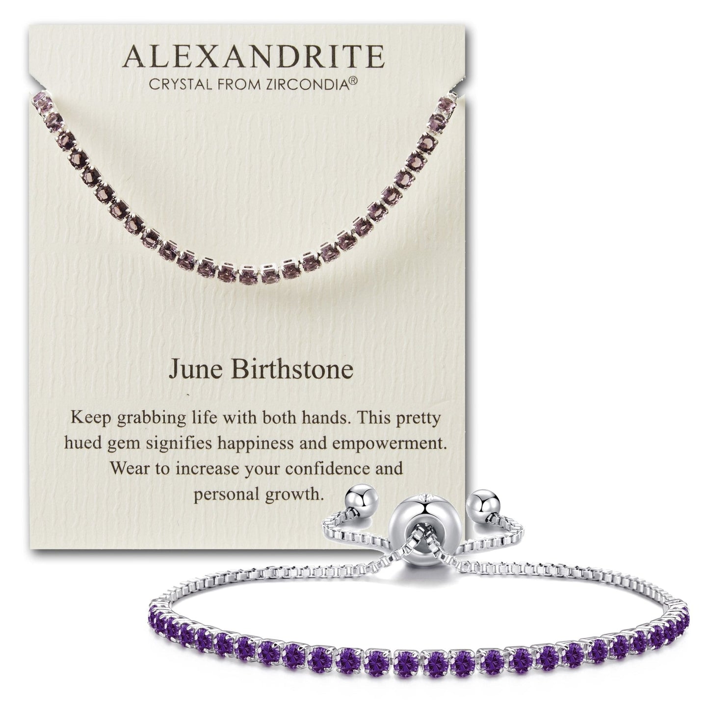 June Birthstone Friendship Bracelet with Alexandrite Zircondia® Crystals