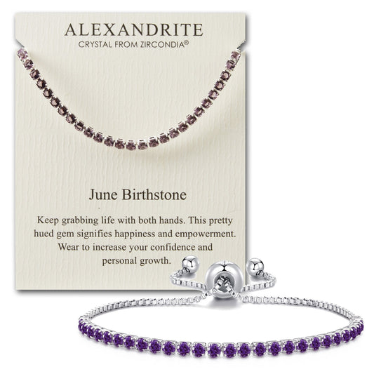 June Birthstone Friendship Bracelet with Alexandrite Zircondia® Crystals