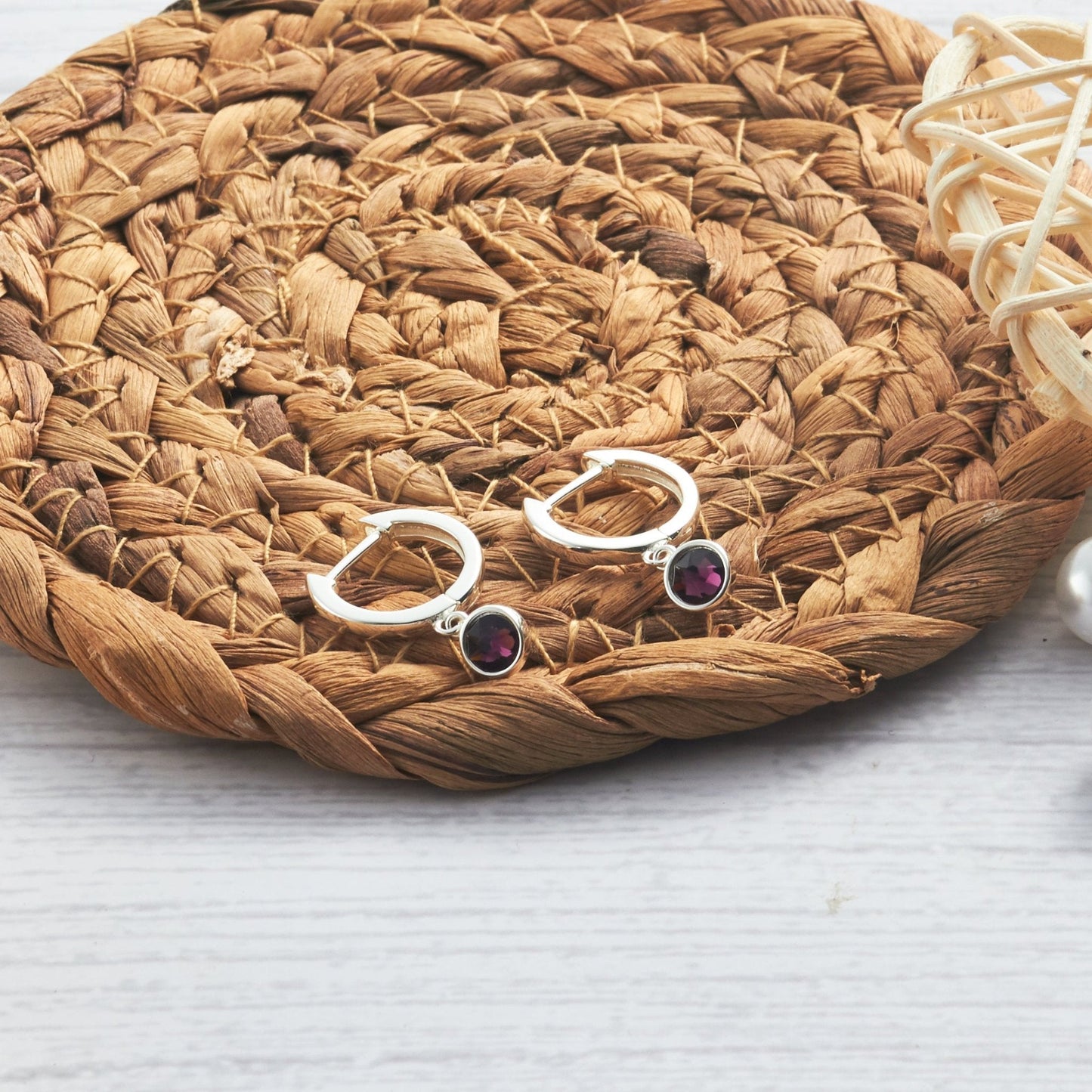 June Birthstone Hoop Earrings Created with Alexandrite Zircondia® Crystals