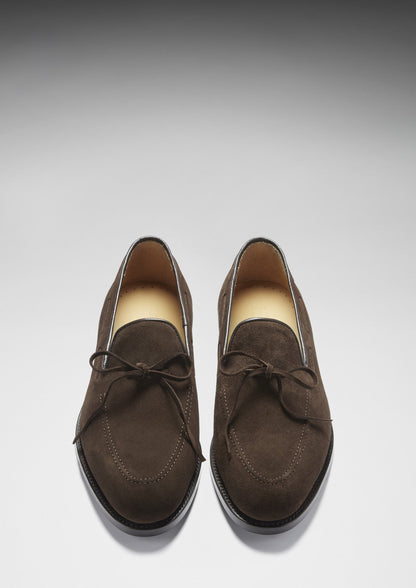 Brown Suede Goodyear Welted Laced Loafers
