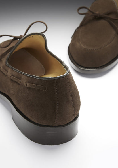 Brown Suede Goodyear Welted Laced Loafers