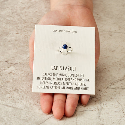 Lapis Adjustable Ring with Quote Card