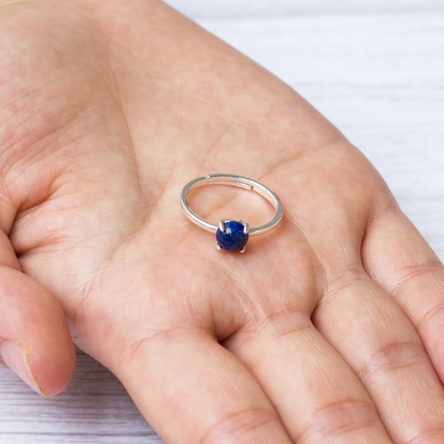 Lapis Adjustable Ring with Quote Card