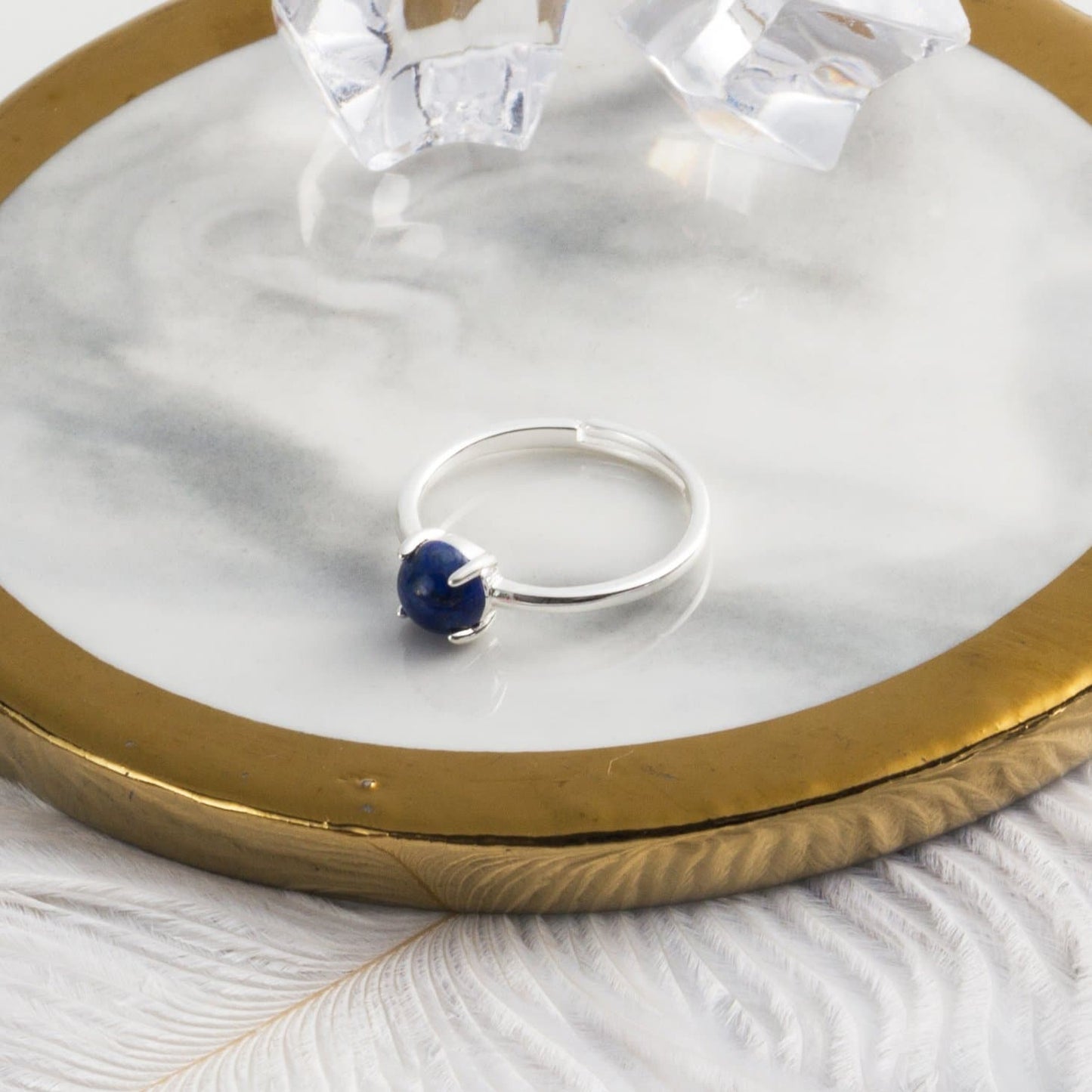 Lapis Adjustable Ring with Quote Card