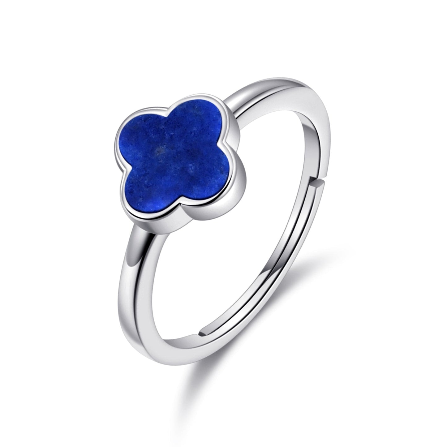 Lapis Gemstone Adjustable Clover Ring