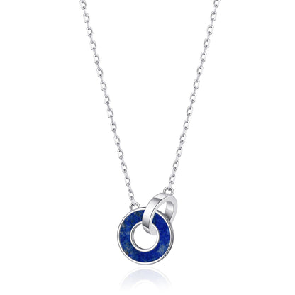 Lapis Gemstone Circle Link Necklace