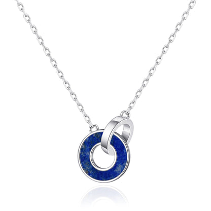 Lapis Gemstone Circle Link Necklace