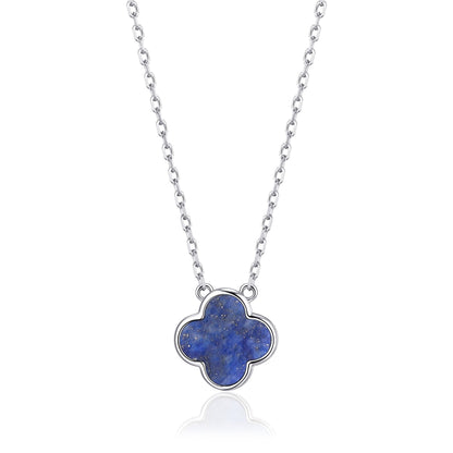 Lapis Gemstone Clover Necklace