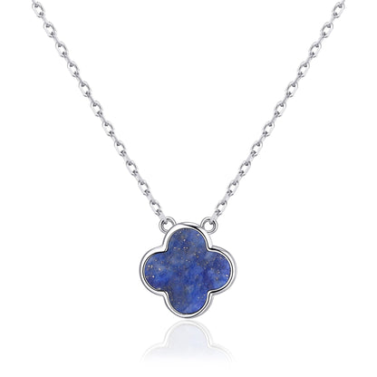 Lapis Gemstone Clover Necklace