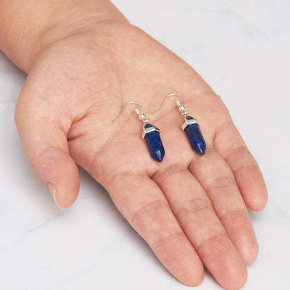 Lapis Gemstone Drop Earrings with Quote Card