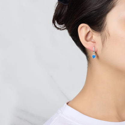 Lapis Gemstone Heart Charm Hoop Earrings with Quote Card