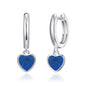 Lapis Gemstone Heart Charm Hoop Earrings