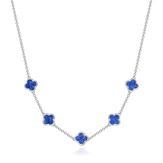 Lapis Gemstone Multi Clover Necklace