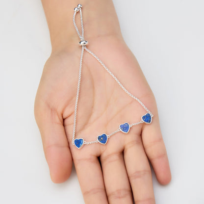 Lapis Gemstone Multi Heart Friendship Bracelet