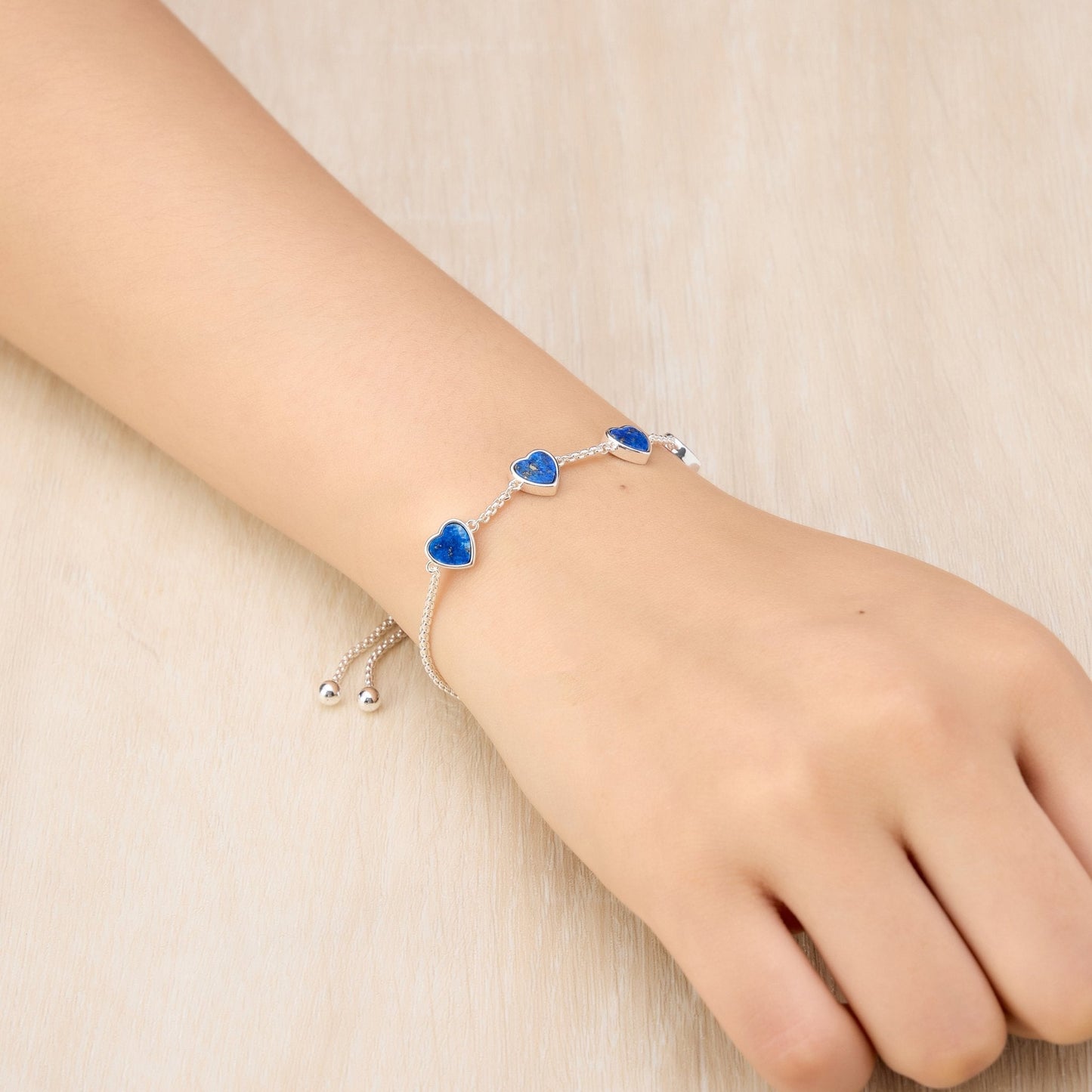 Lapis Gemstone Multi Heart Friendship Bracelet