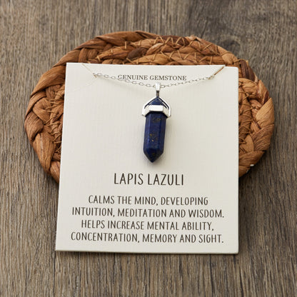 Lapis Gemstone Necklace with Quote Card