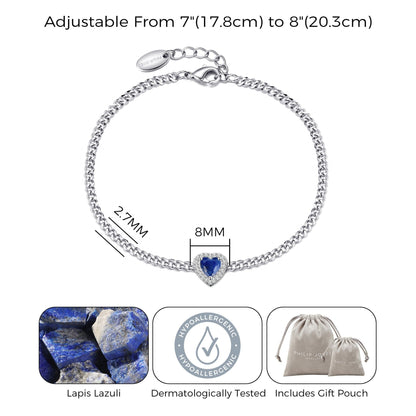 Lapis Heart Gemstone Bracelet Created with Zircondia® Crystals