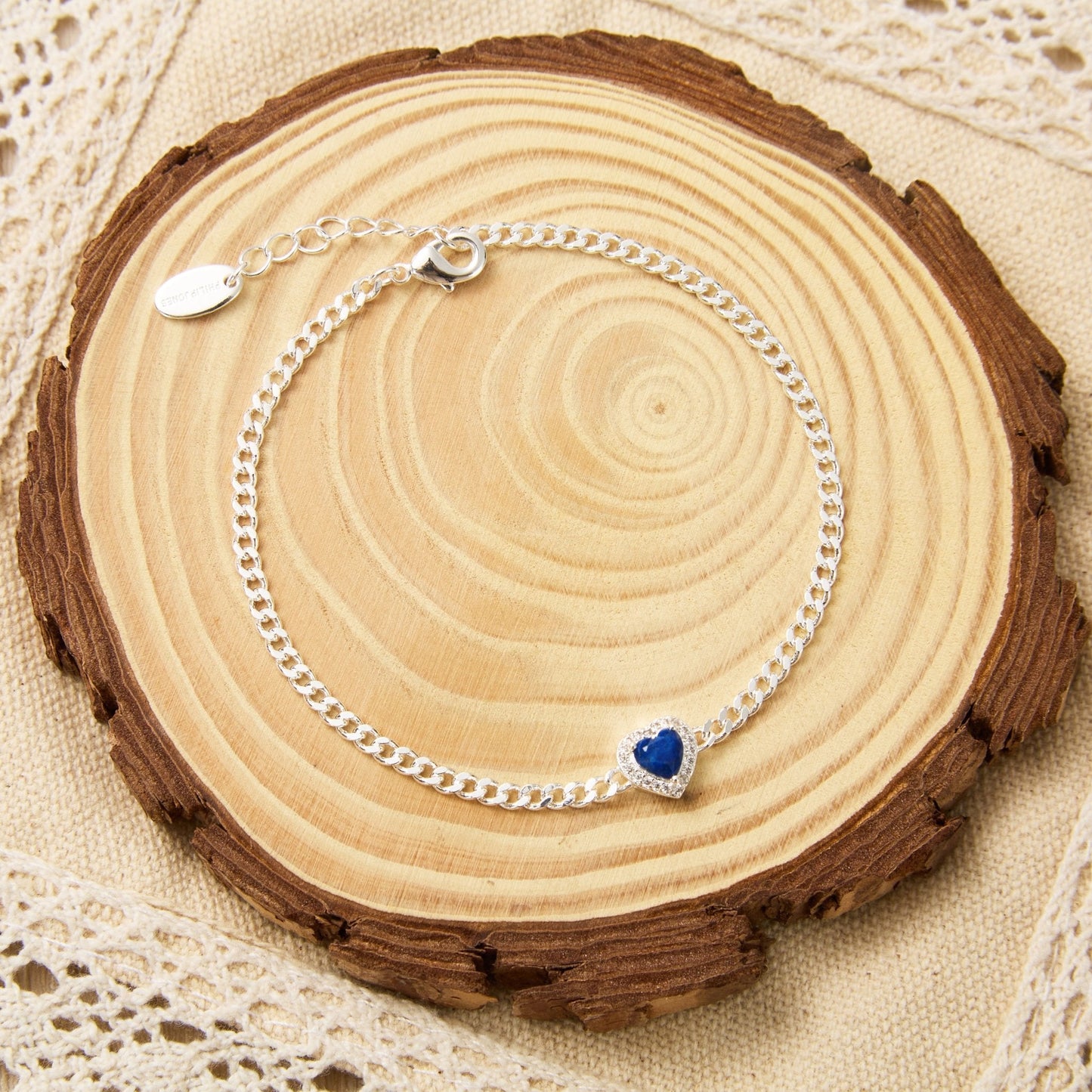 Lapis Heart Gemstone Bracelet with Quote Card Created with Zircondia® Crystals