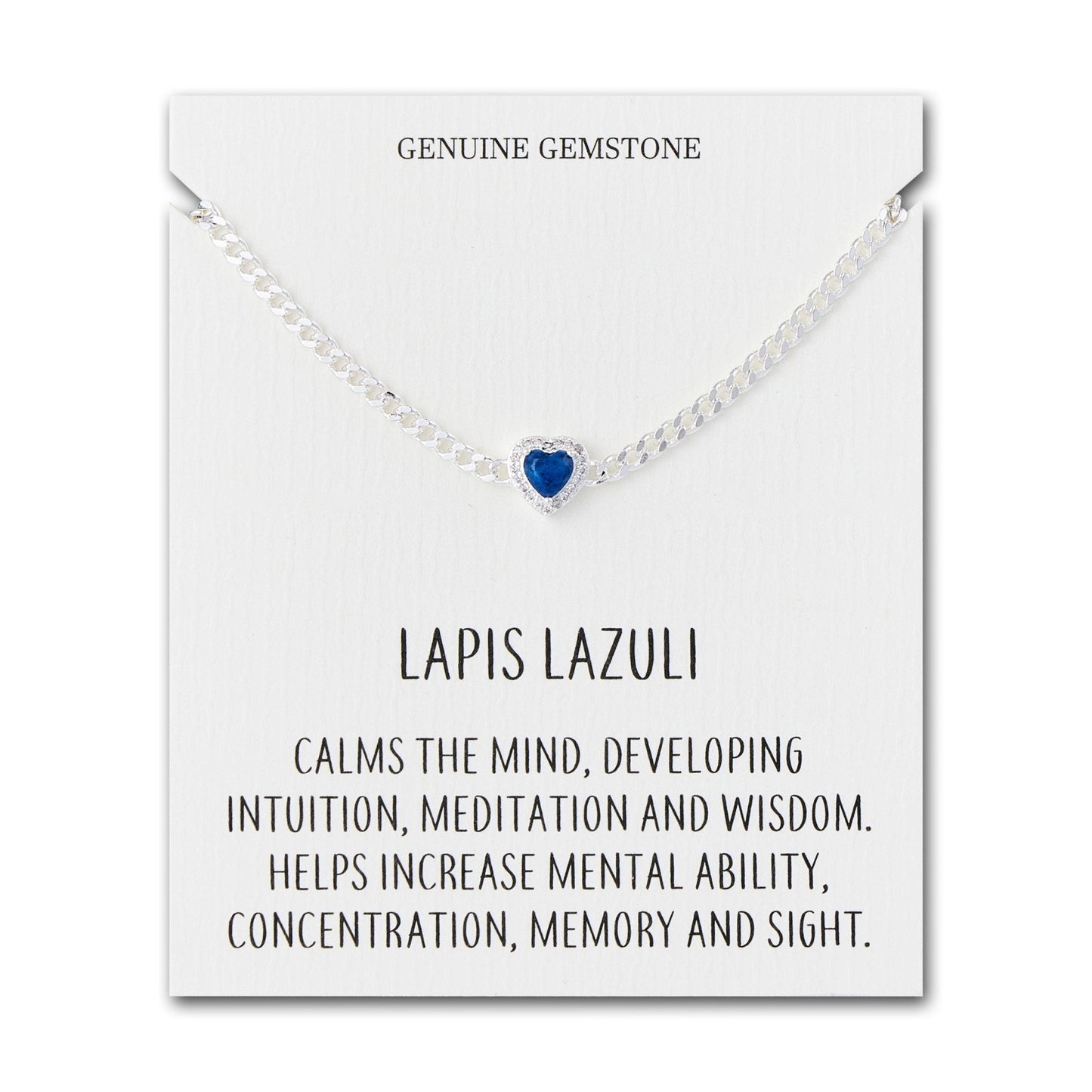 Lapis Heart Gemstone Bracelet with Quote Card Created with Zircondia® Crystals