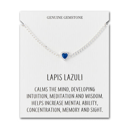 Lapis Heart Gemstone Bracelet with Quote Card Created with Zircondia® Crystals