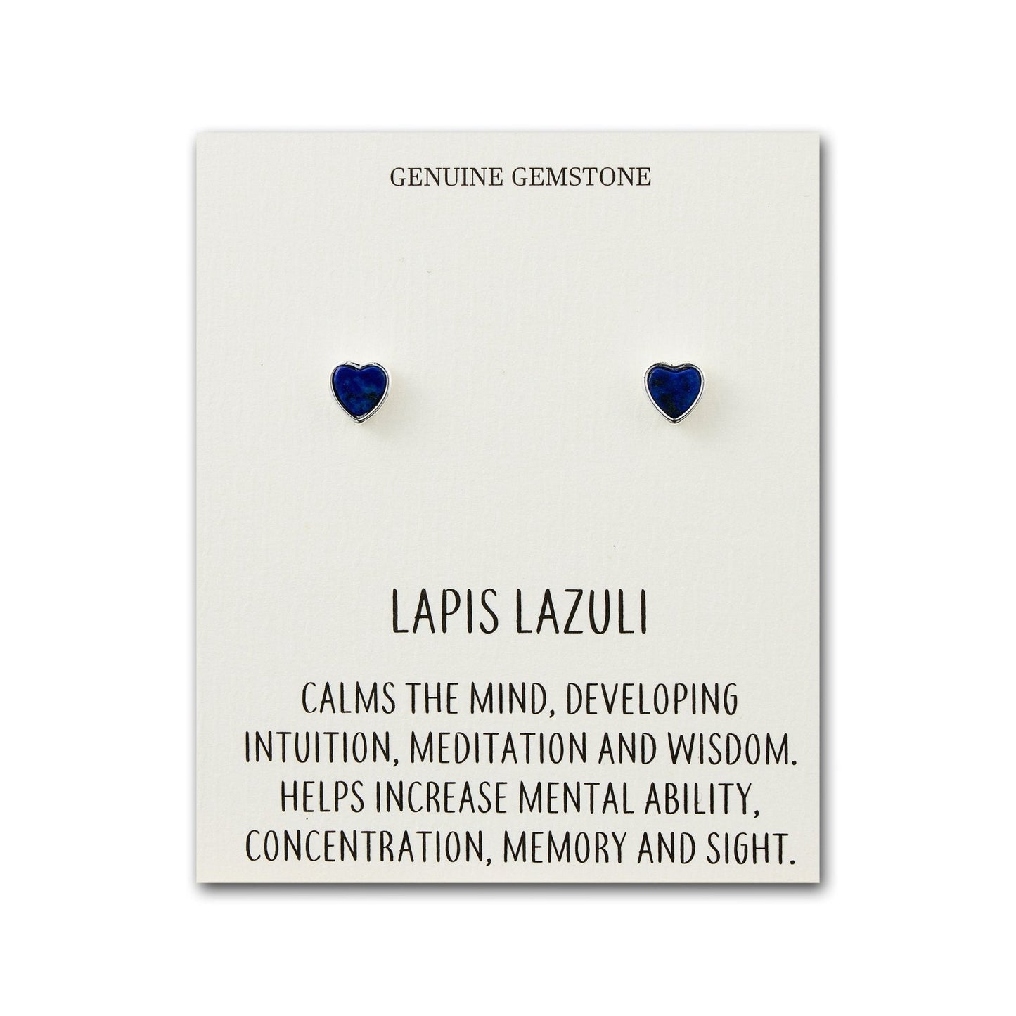 Lapis Heart Stud Earrings with Quote Card