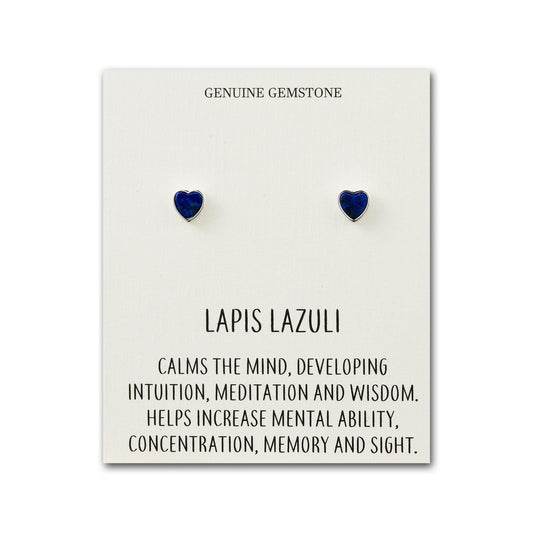 Lapis Heart Stud Earrings with Quote Card