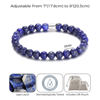 Lapis Lazuli Gemstone Stretch Bracelet for Women