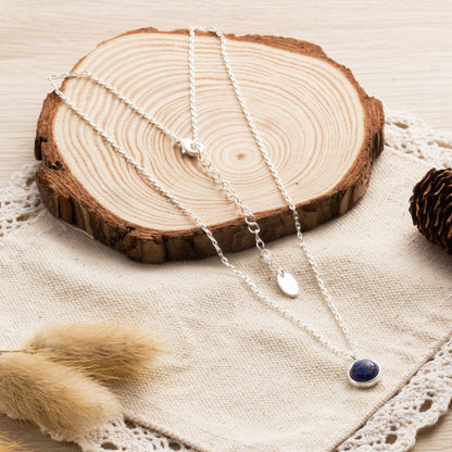 Lapis Necklace with Quote Card