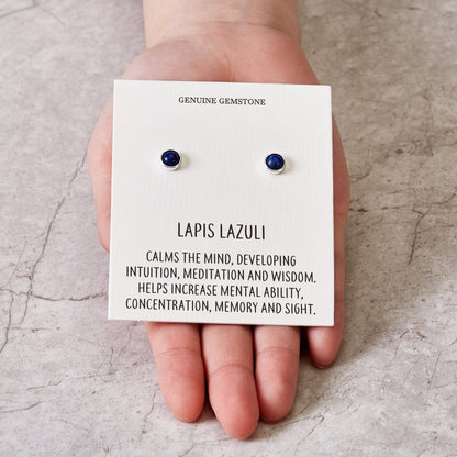 Lapis Stud Earrings with Quote Card