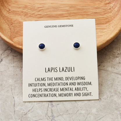 Lapis Stud Earrings with Quote Card