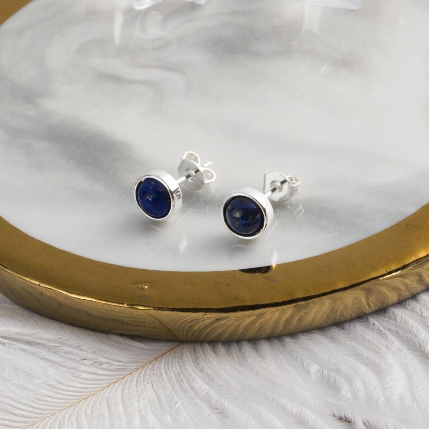 Lapis Stud Earrings with Quote Card
