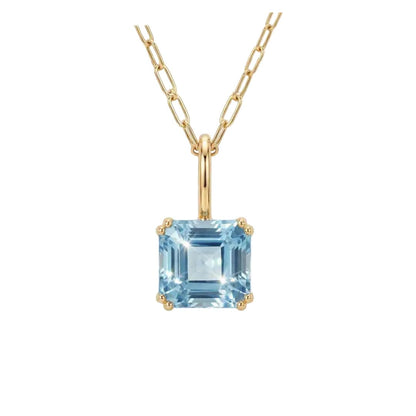 Large Gold Blue Topaz Necklace - Astrid