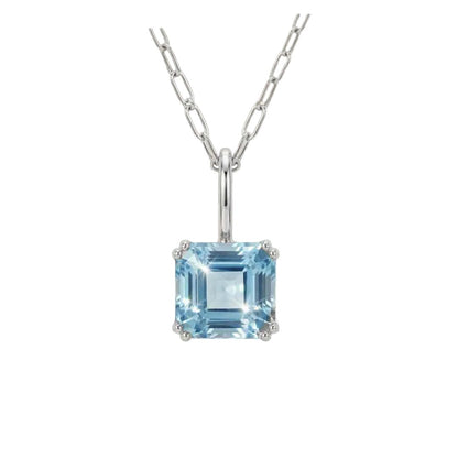 Large Silver Blue Topaz Necklace - Astrid