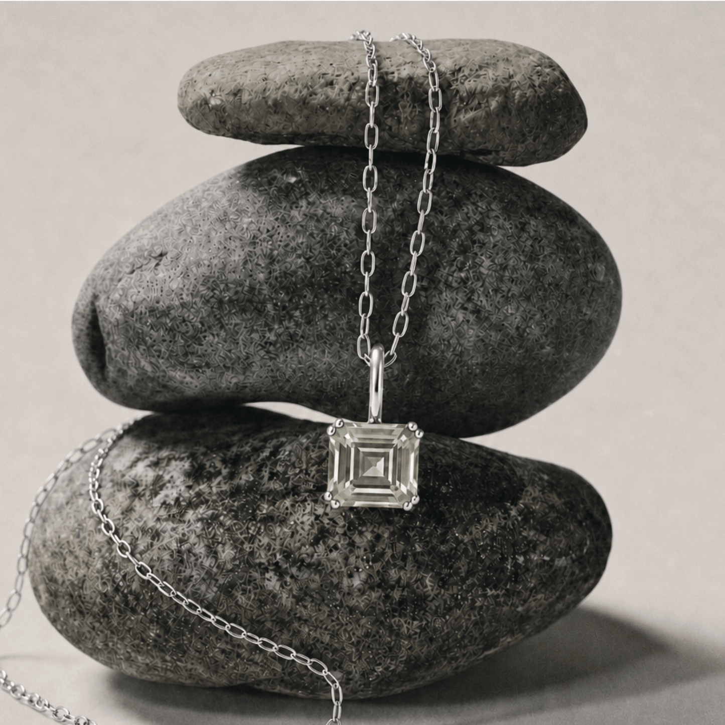 Large Silver Green Quartz Necklace - Giselle