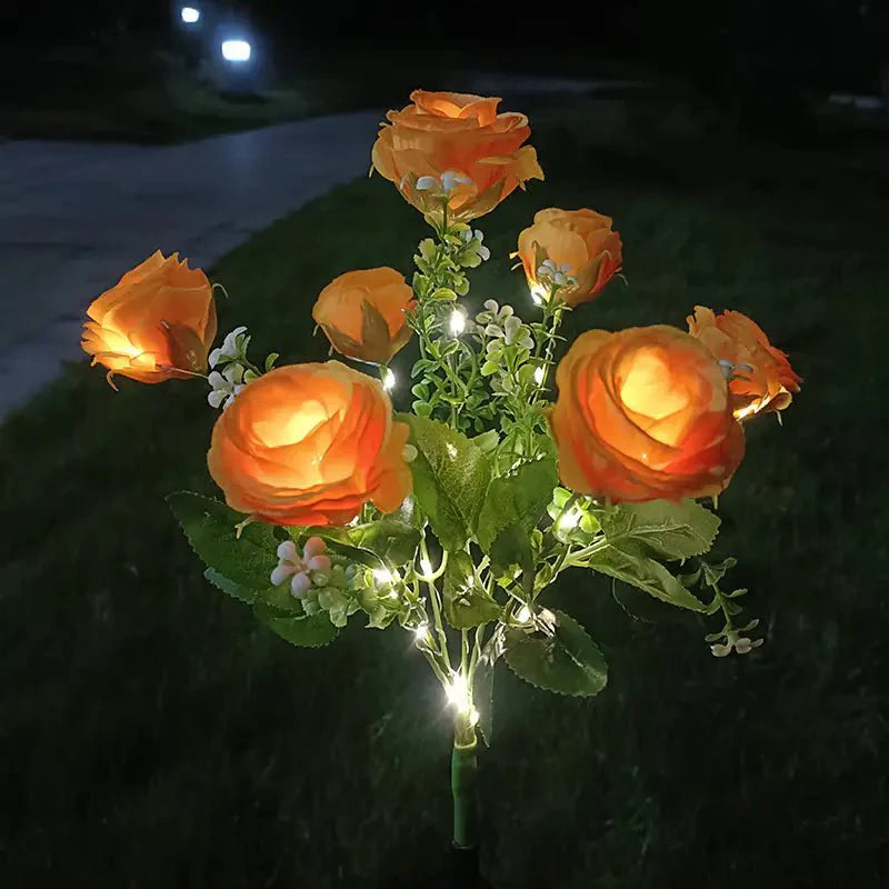 LED Solar Outdoor Garden Light with Dual-Color Roses