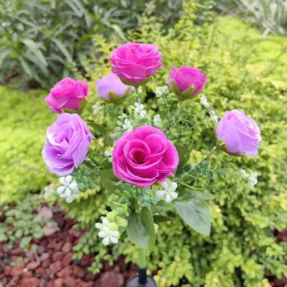 LED Solar Outdoor Garden Light with Dual-Color Roses