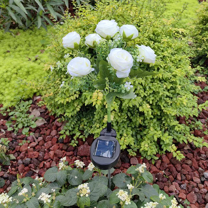 LED Solar Outdoor Garden Light with Dual-Color Roses